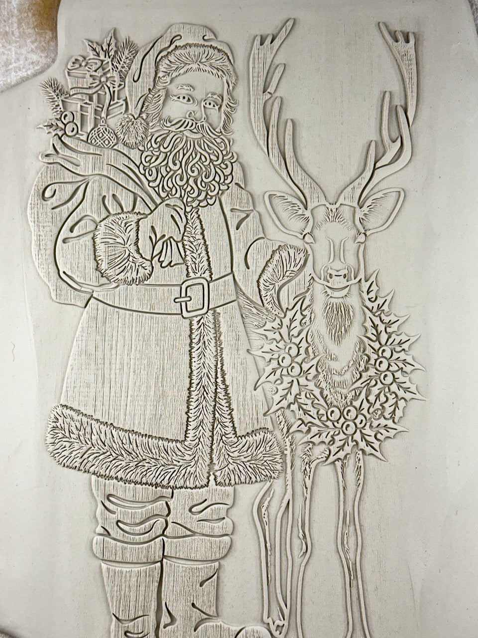 Santa & Reindeer Textured Rolling Pin