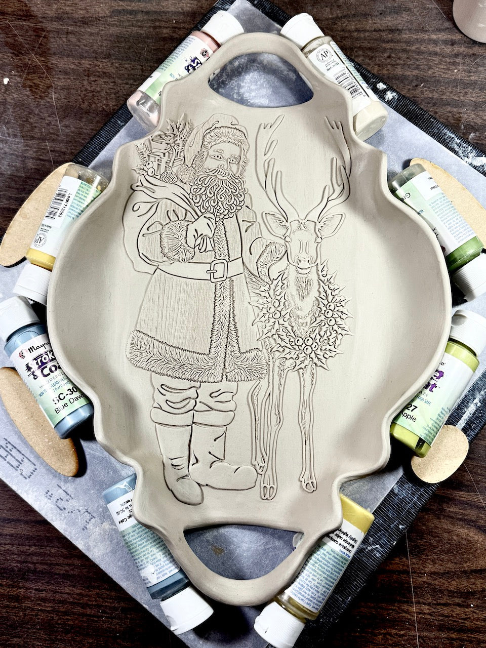 Santa & Reindeer Textured Rolling Pin