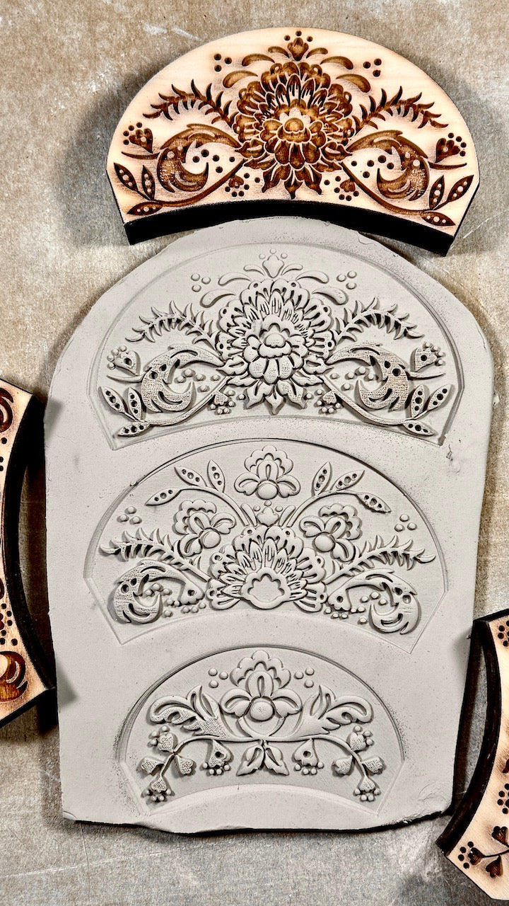 Scalloped Farmhouse Floral Stamps (for rigid Dandelion Ring Template) Stamp Bundle