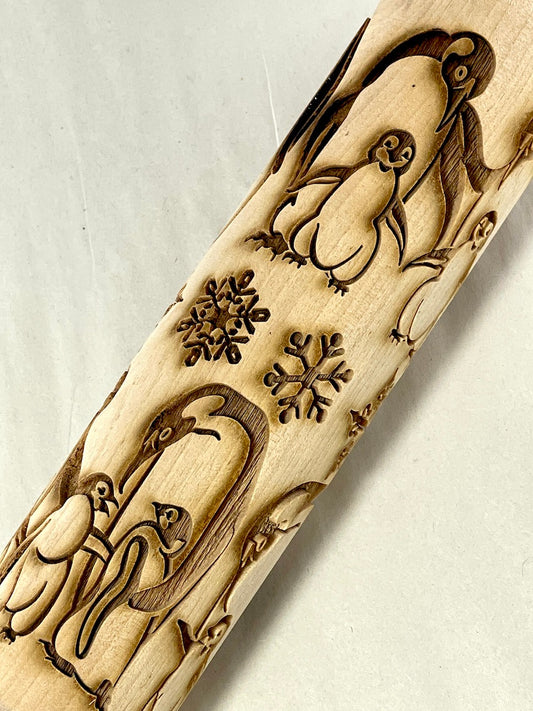 7" Penguins Textured Rolling Pin