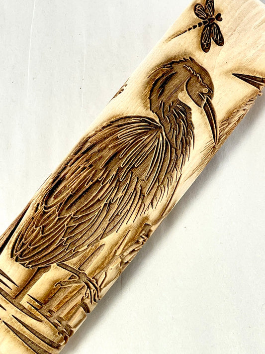 7" Great Blue Heron Textured Rolling Pin