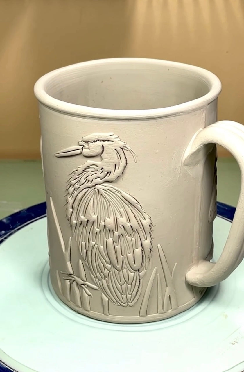 Great Blue Heron Textured Mug Plank