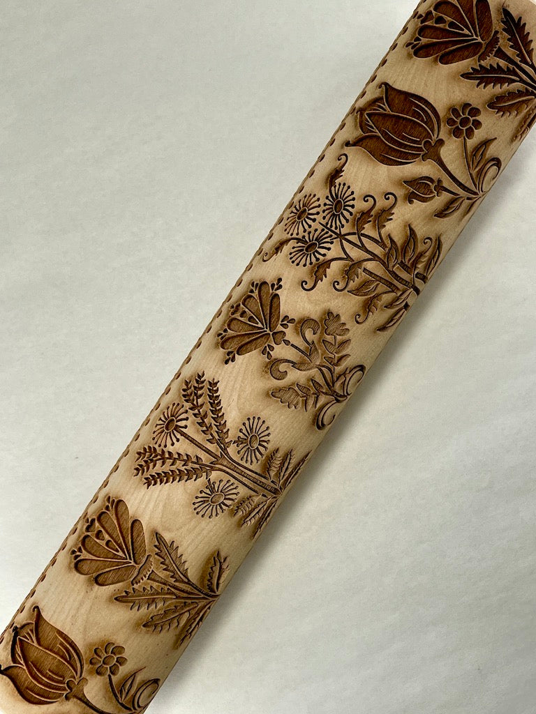 Floral Runner Textured Rolling Pin