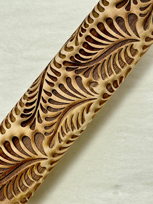 7" Leafy Waves Textured Rolling Pin