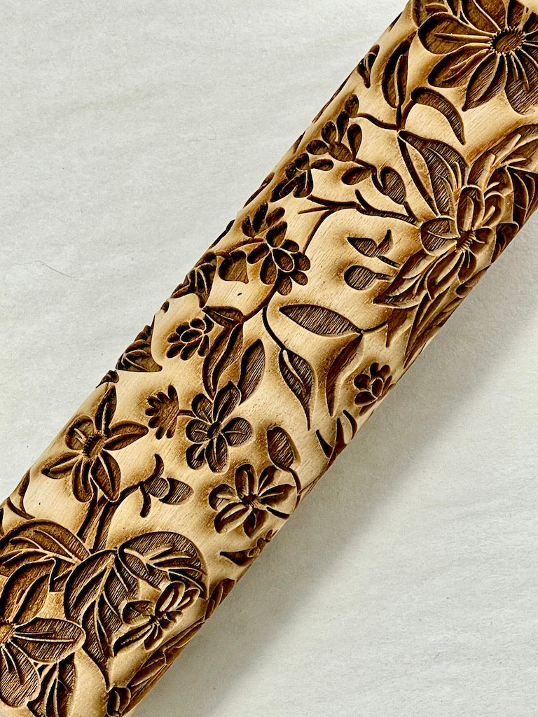 7" Dogwood Textured Rolling Pin