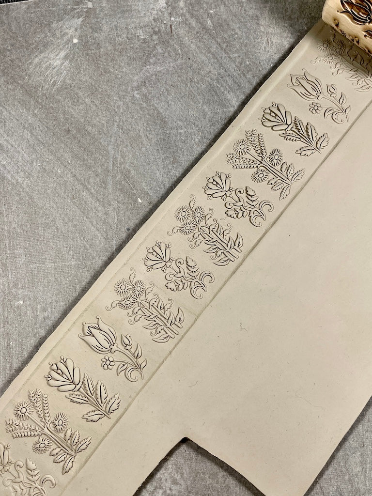 2" Floral Runner Textured Rolling Pin