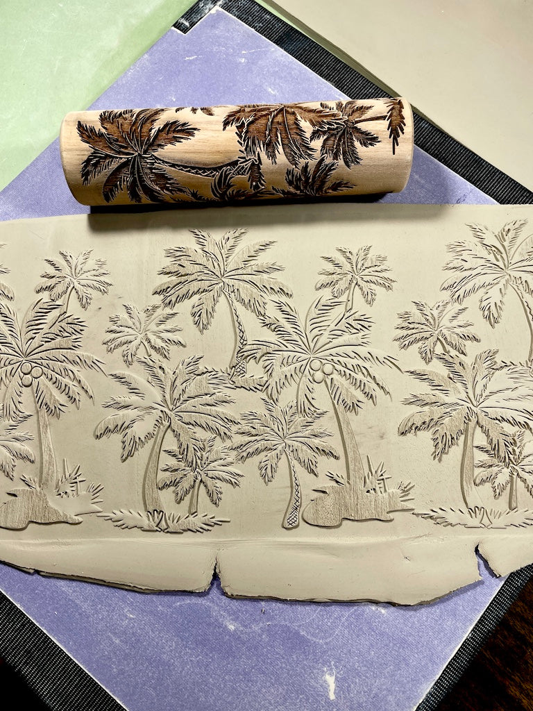 7" Palm Trees Textured Rolling Piin