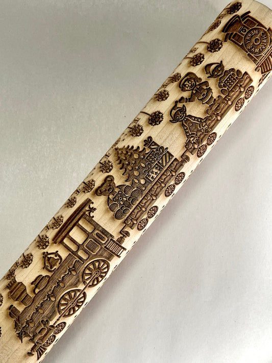 Elves on the Train Textured Rolling Pin