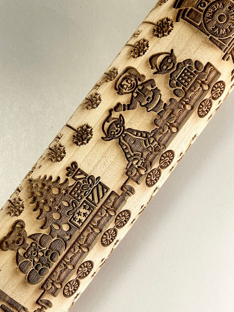 Elves on the Train Textured Rolling Pin