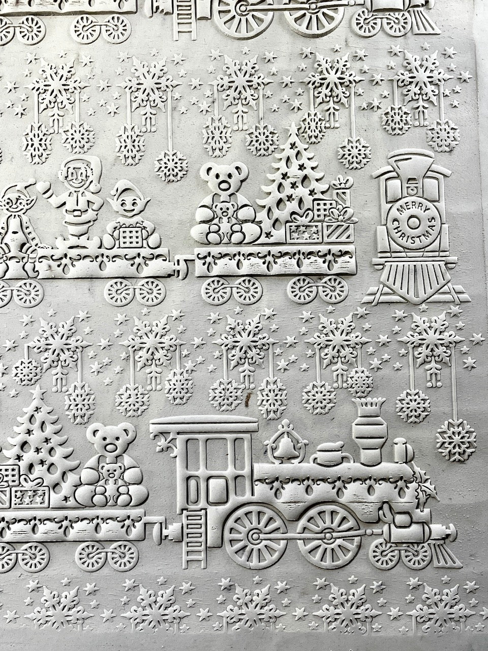 Elves on the Train Textured Rolling Pin