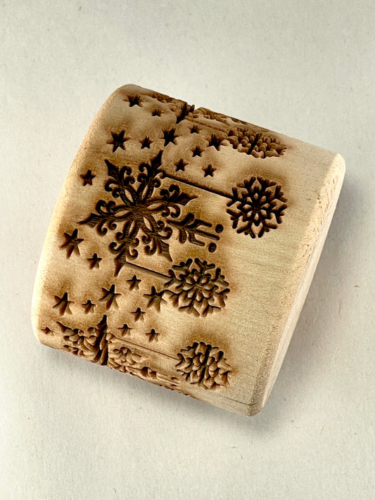 2"Snowflake Garland Textured Rolling Pin