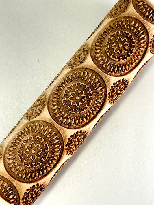 7" Floral Wheels Textured Rolling Pin