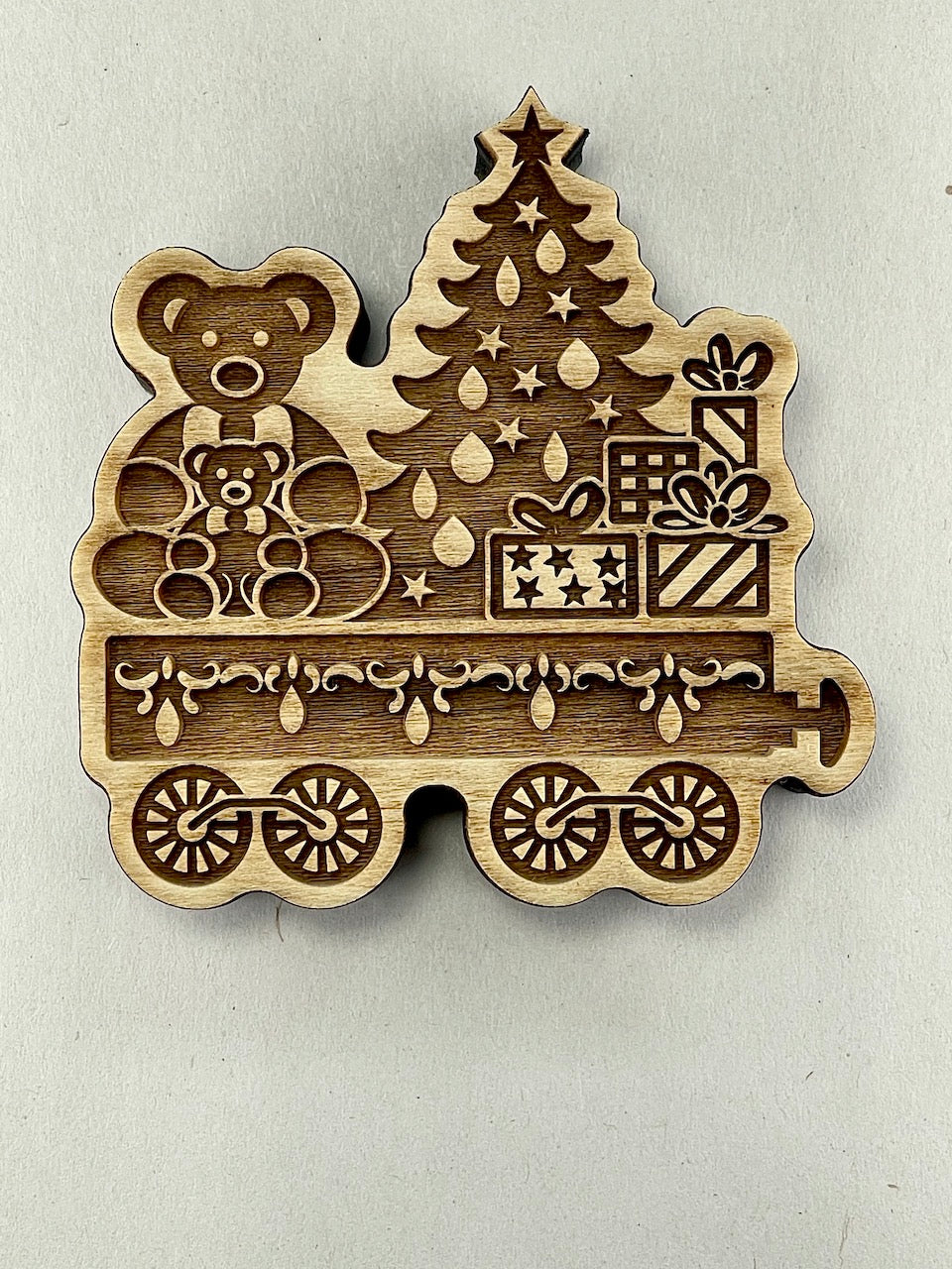 Elves on the Train (Bear & Tree Car)- Stamp