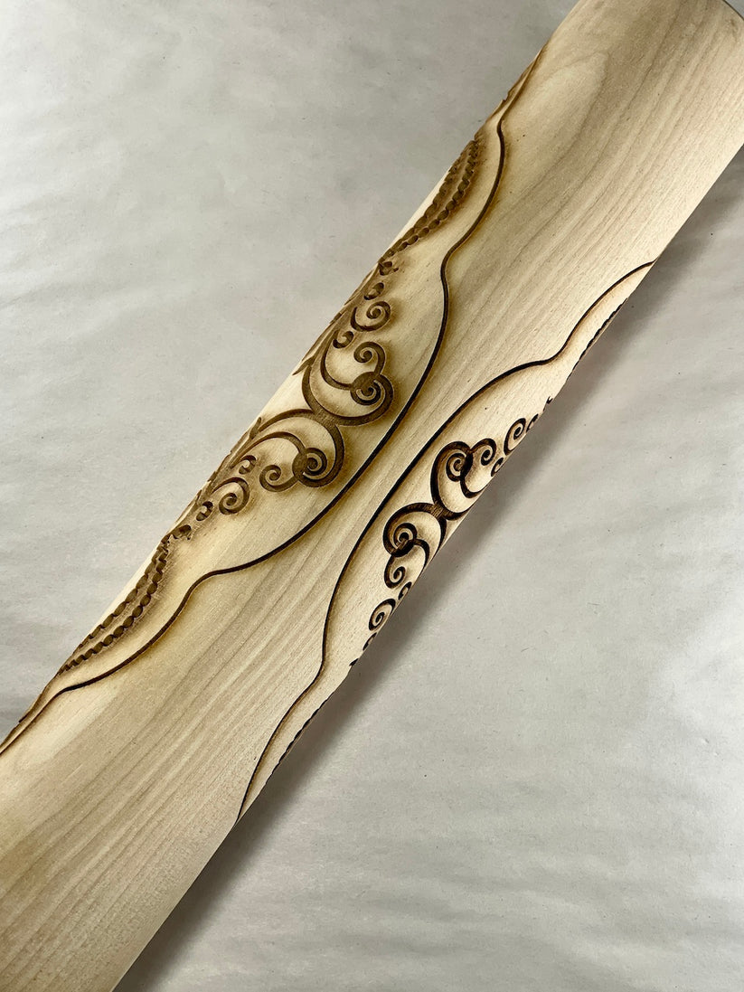 Rolling Pin Rounded Edge Beaded Edge Template Textured Rolling Pin – Vermont Pottery Works