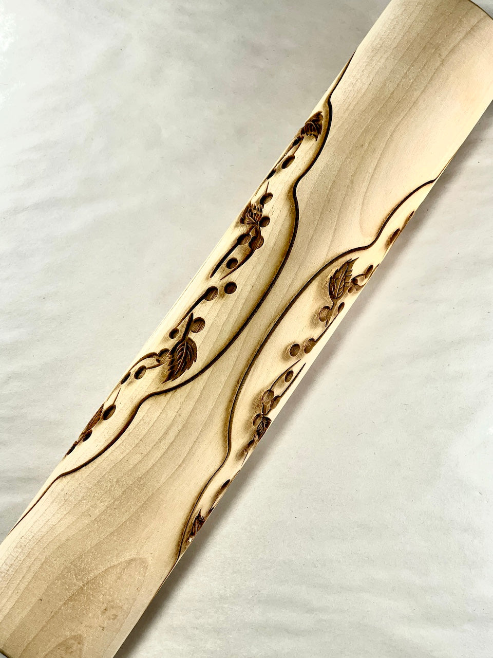 Leaf & Berry Template Textured Rolling Pin