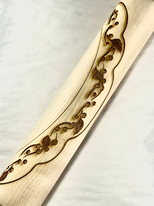 Leaf & Berry Template Textured Rolling Pin