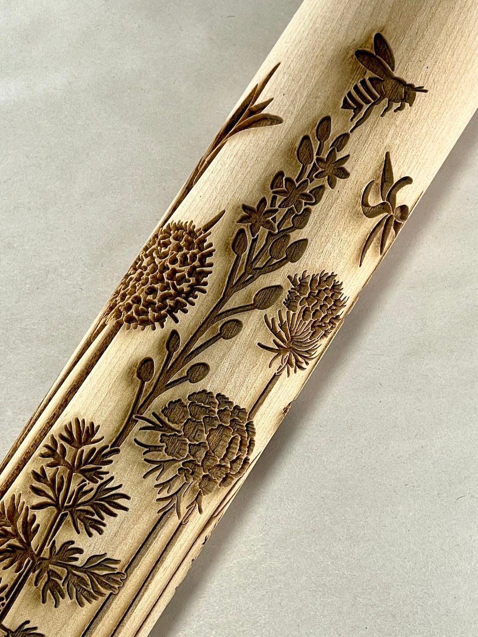 7" Fields of Flowers Textured Rolling Pin