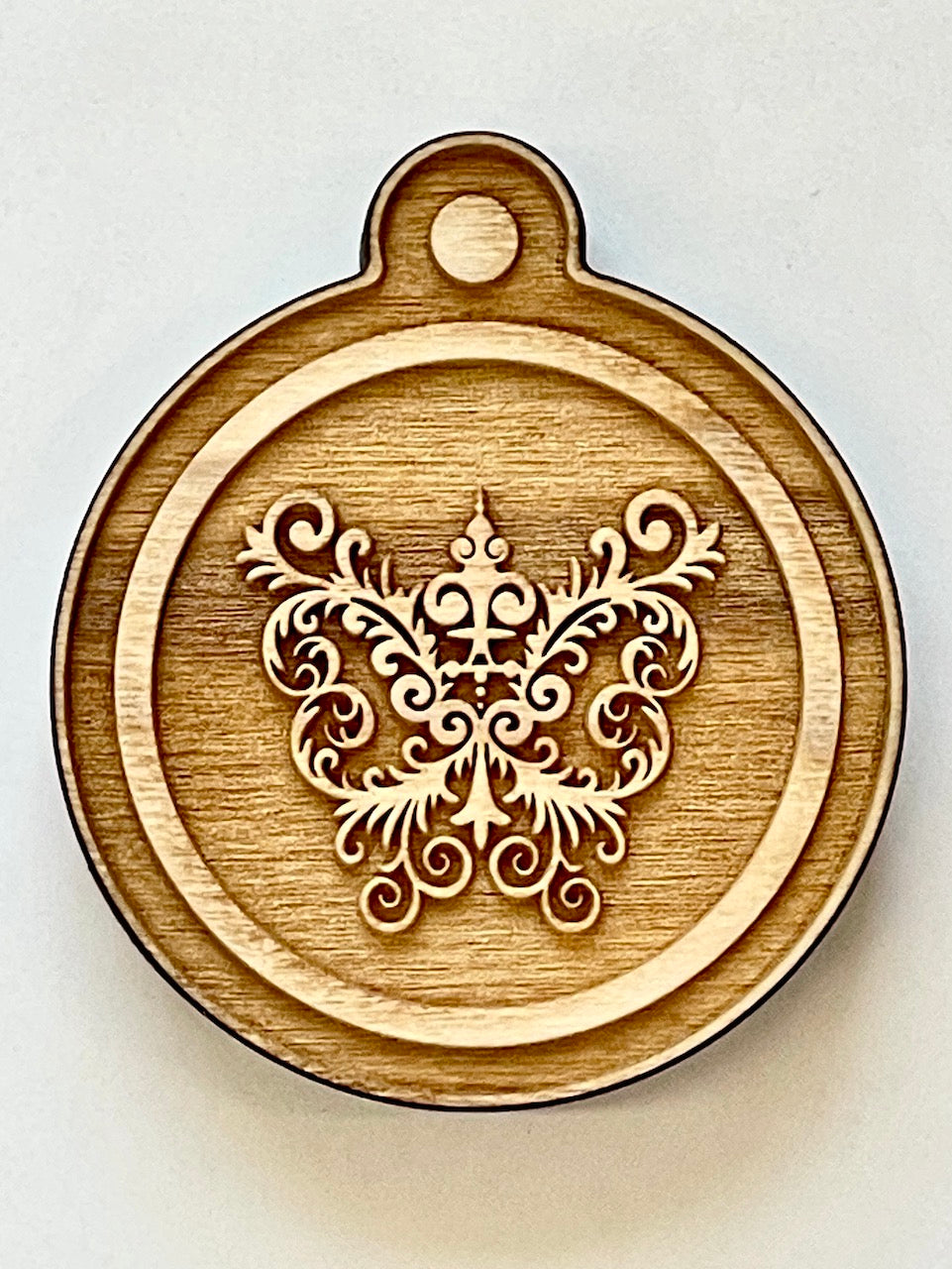 Ornament (Fleur-De-Lis Raised) Small Round- Stamp