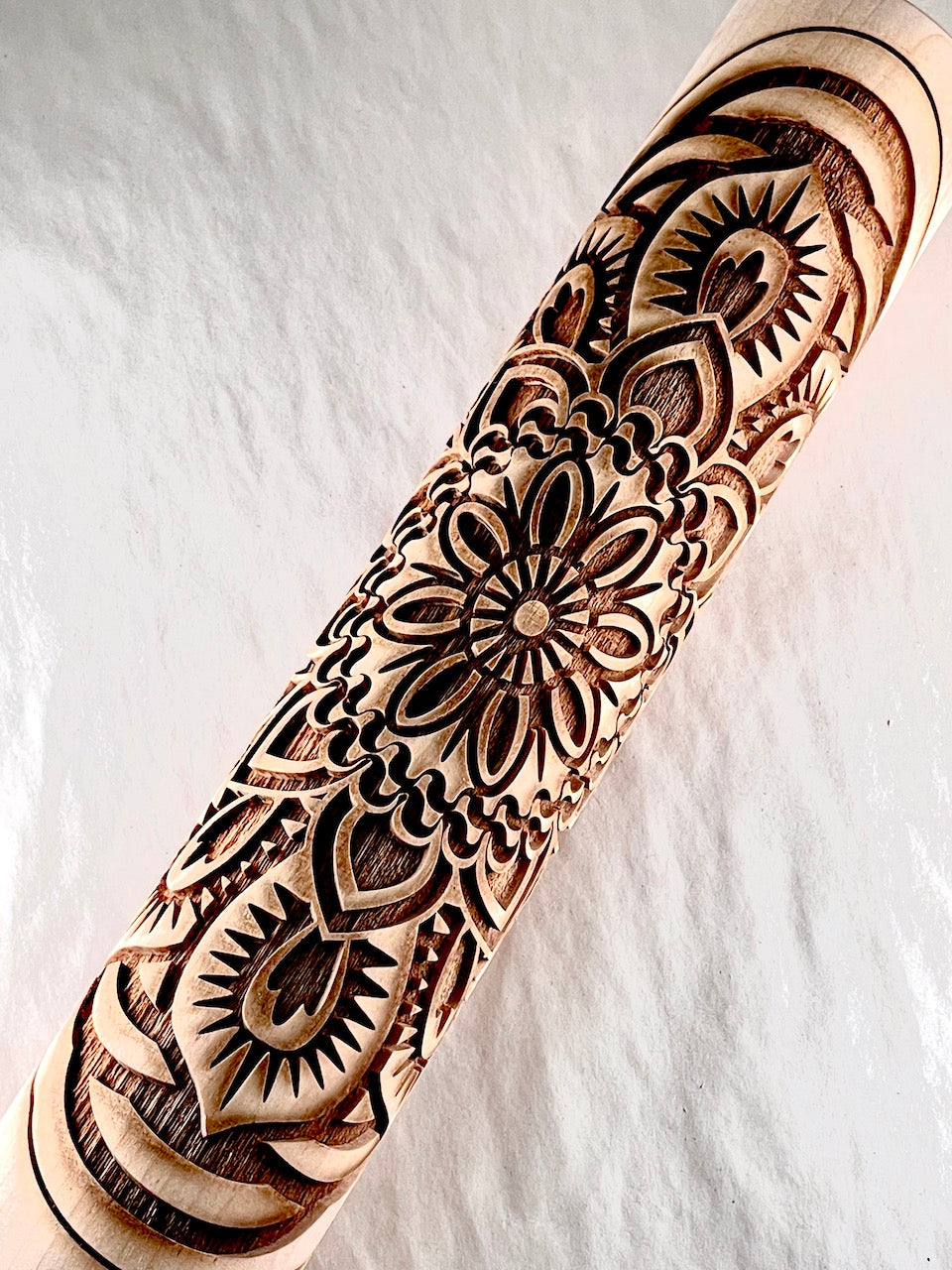 Floral Burst (Large Oval) Template Textured Rolling Pin