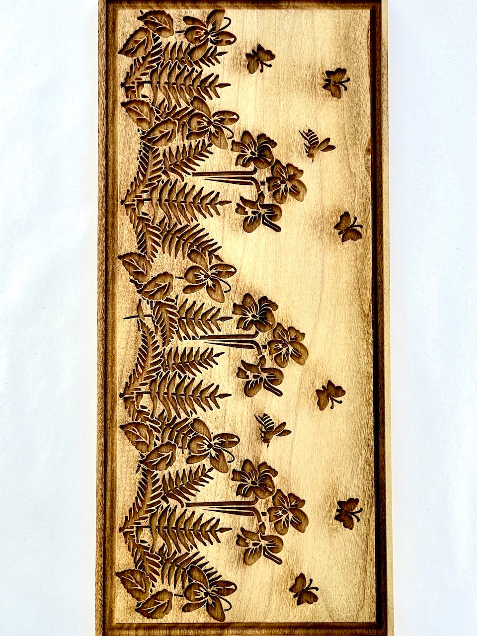 Fern, Violets & Butterflies Textured Plank