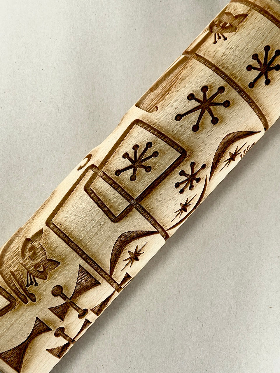 7" Cats, Mid-Century Textured Rolling Pin