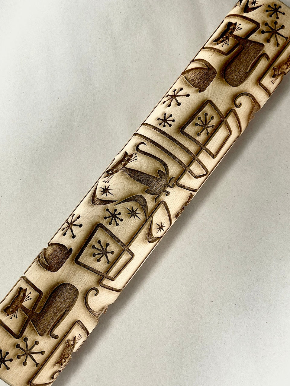 Cats, Mid-Century Textured Rolling Pin