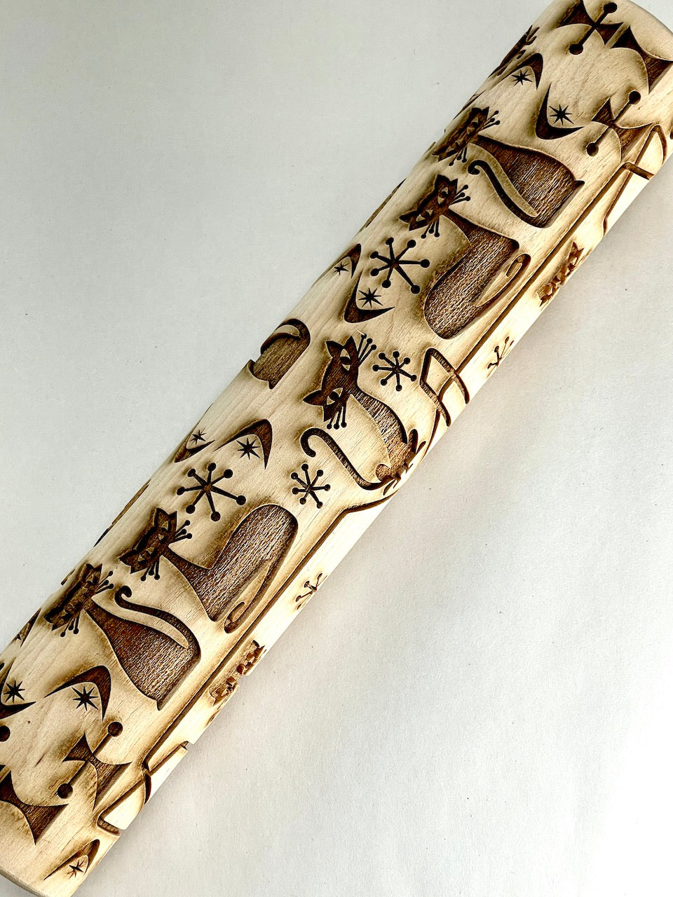 Cats, Mid-Century Textured Rolling Pin