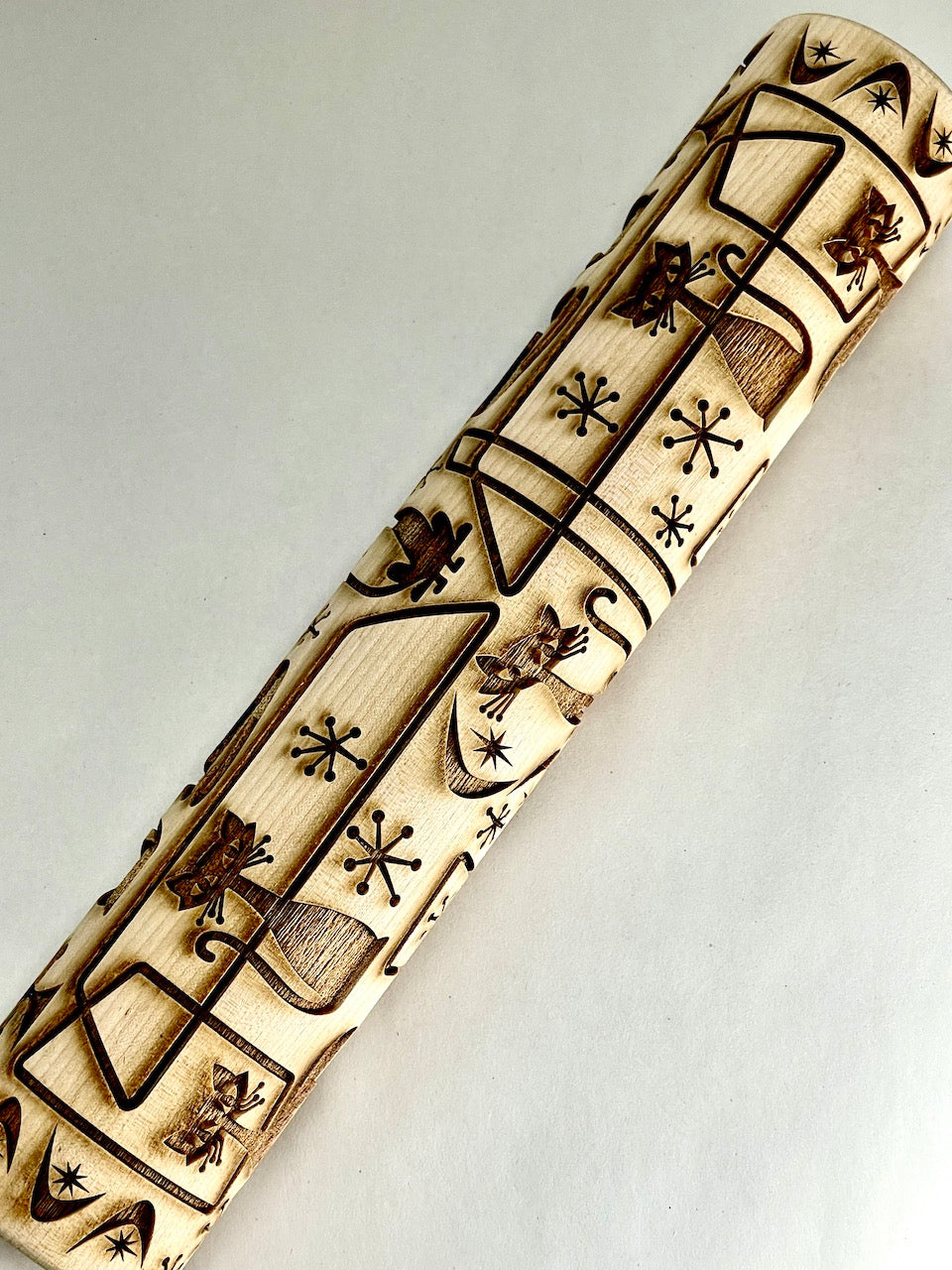 Cats, Mid-Century Textured Rolling Pin
