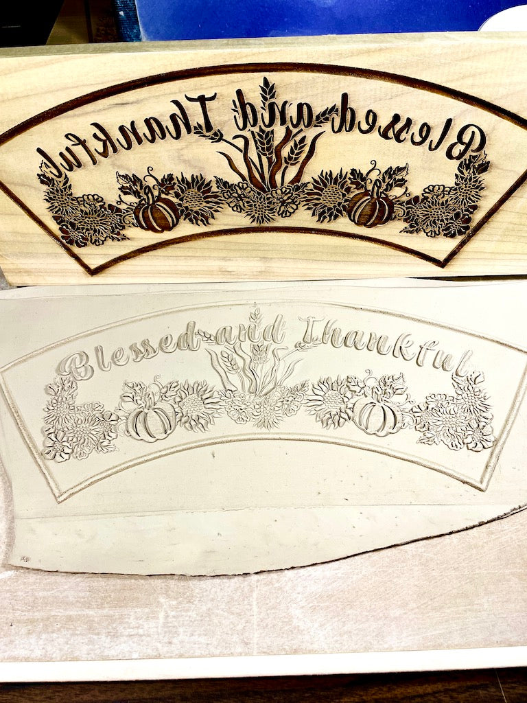 Blessed and Thankful Curved Textured Mug Plank