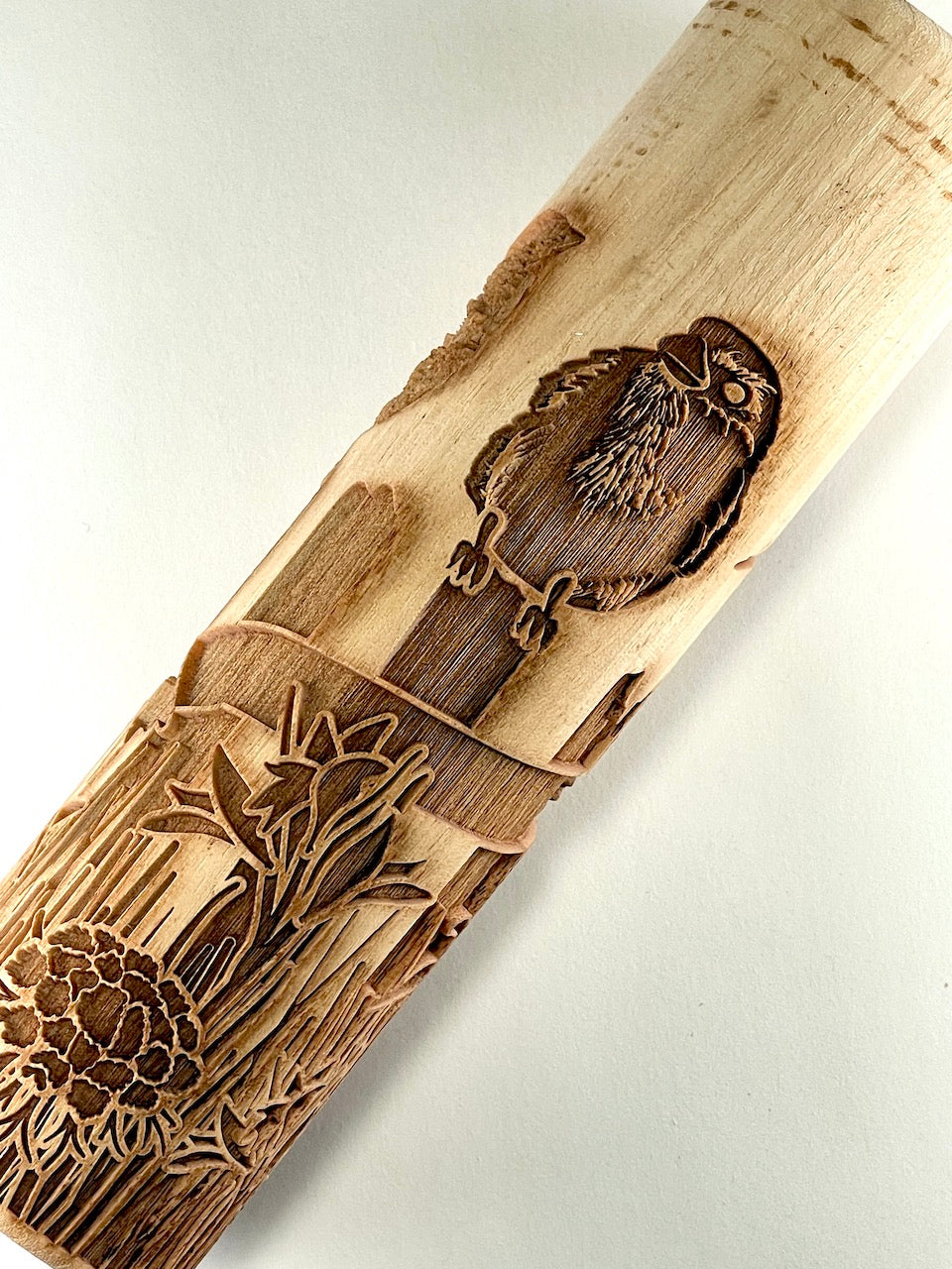 7" Birds on a Fence Textured Rolling Pin