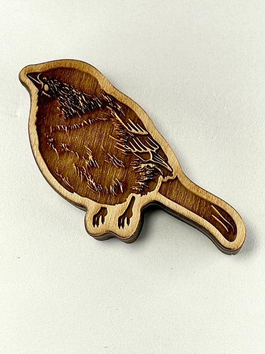 Birds on a Fence (Bird Looking Back)- Stamp