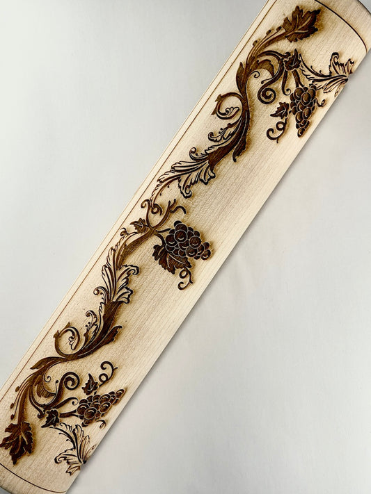 Rectangular Grapes & Vines Cheese Plate Template Textured Rolling Pin
