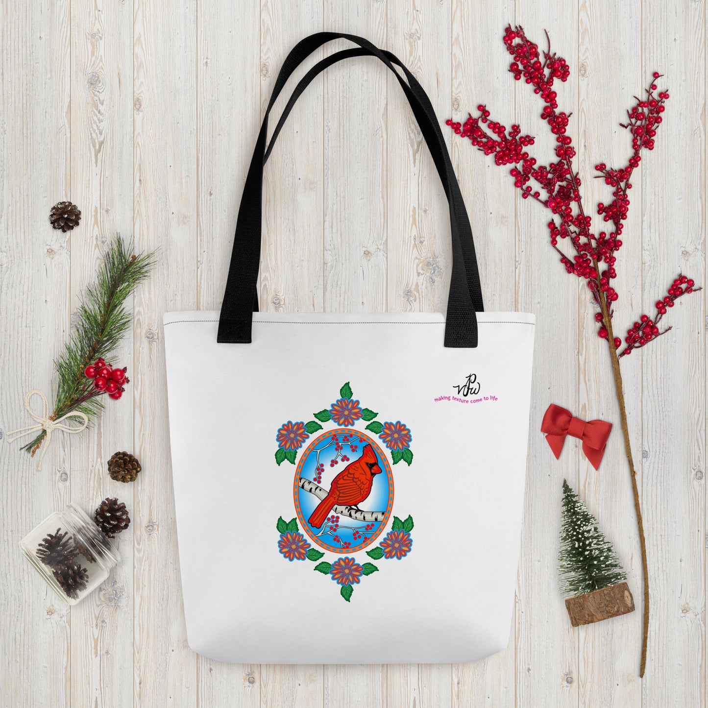 Floral Cardinal Tote bag