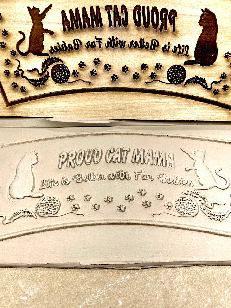 Proud Cat Mama- Curved Textured Mug Plank