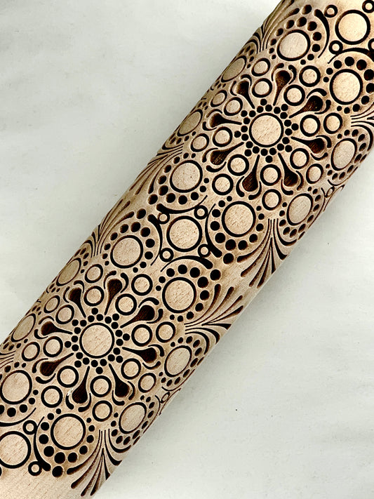7" Mandala Lace (Full Coverage)- Textured Rolling Pin
