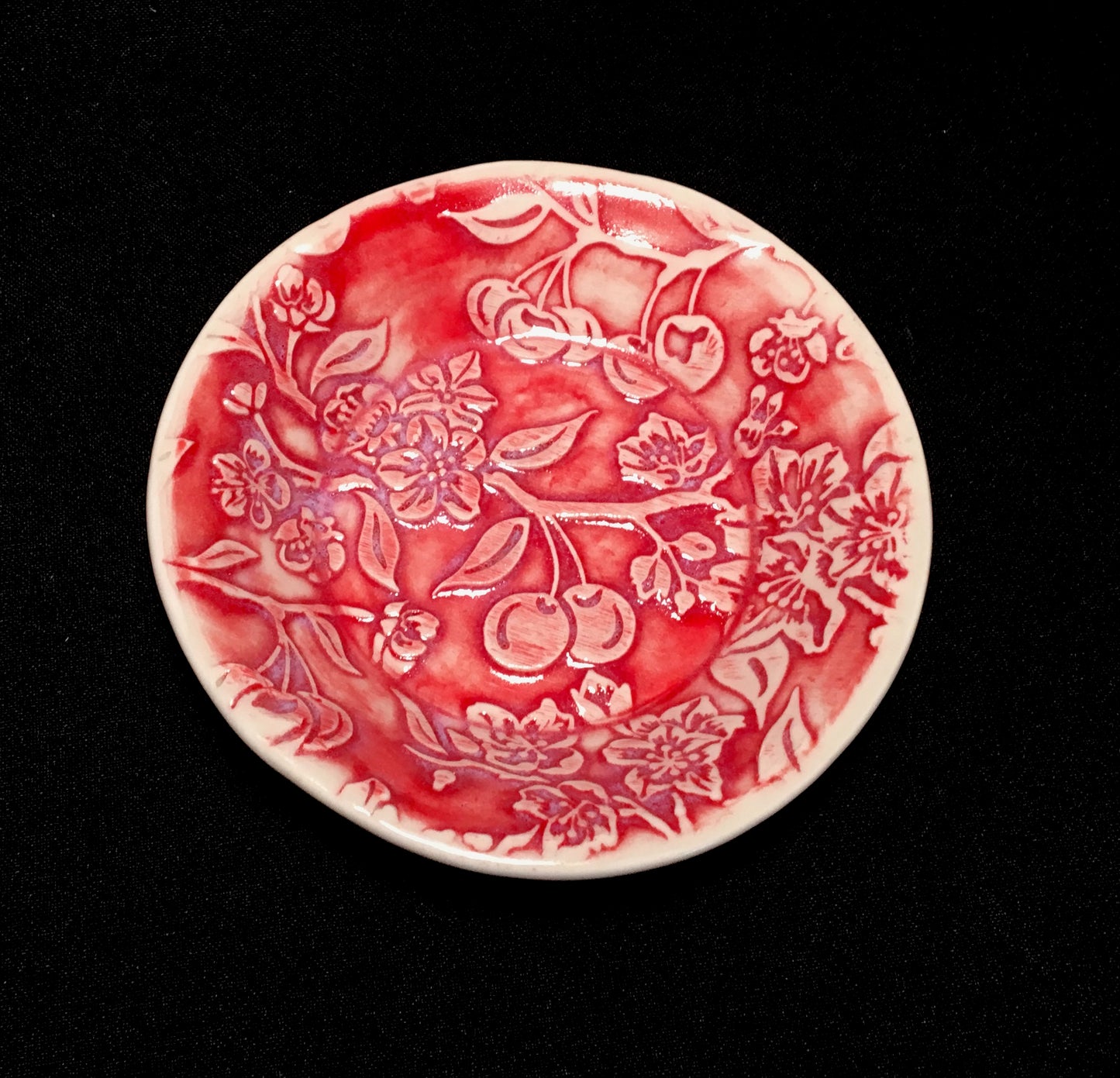 Red Cherry Blossom Plate