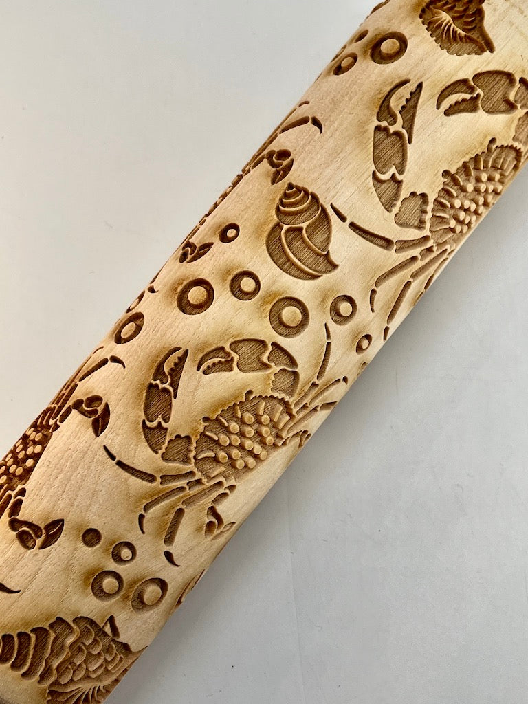 7" Crabs Textured Rolling Pin
