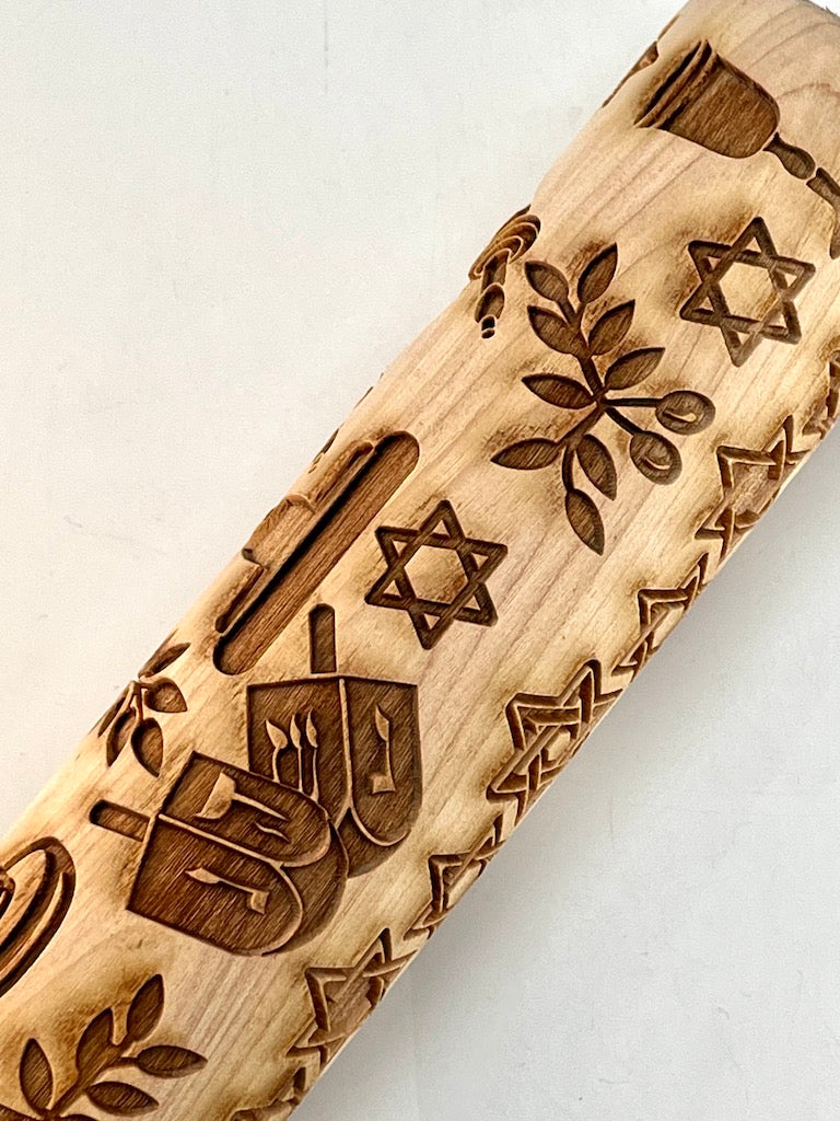 7" Hanukkah Textured Rolling Pin