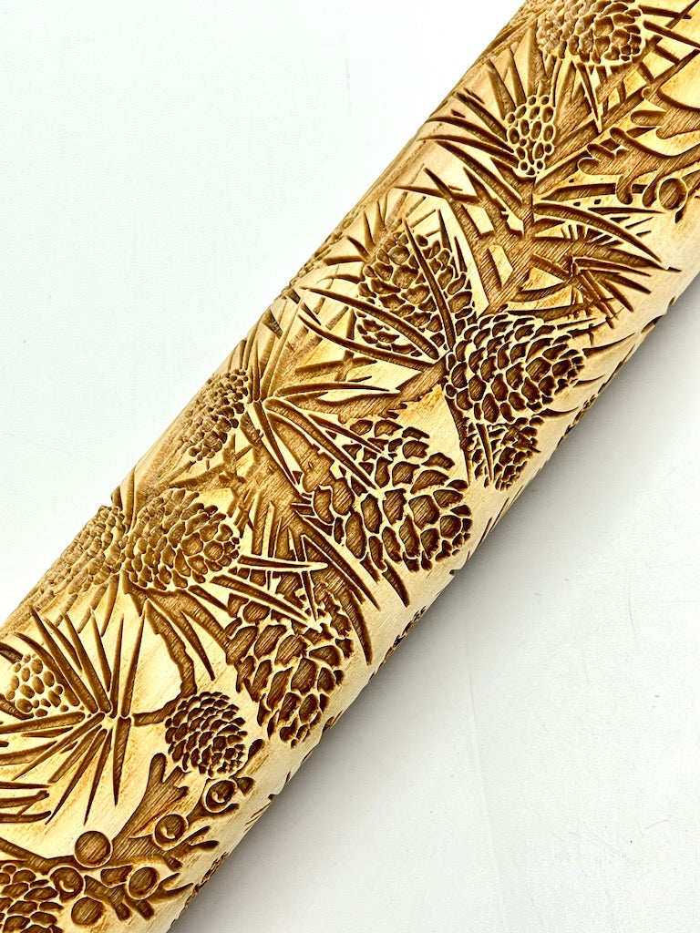7" Pine Boughs Textured Rolling Pin