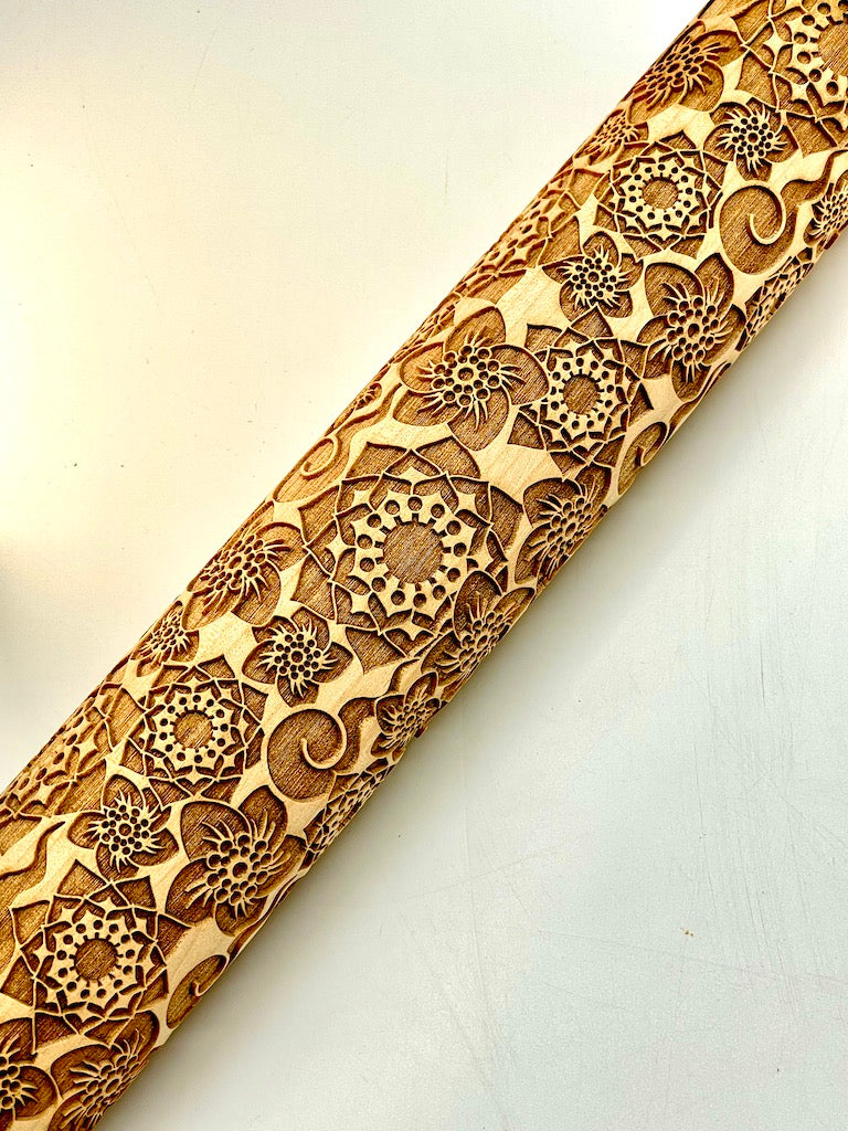 Dragon Floral Textured Rolling Pin