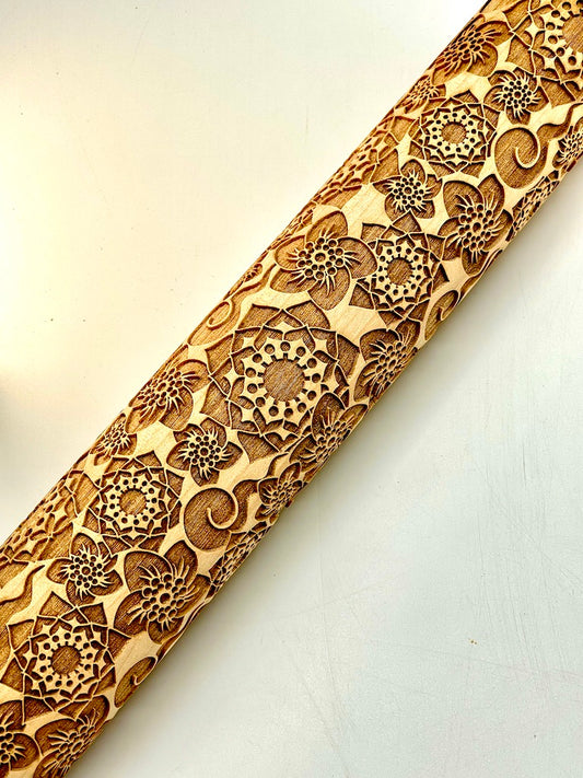 Dragon Floral Textured Rolling Pin