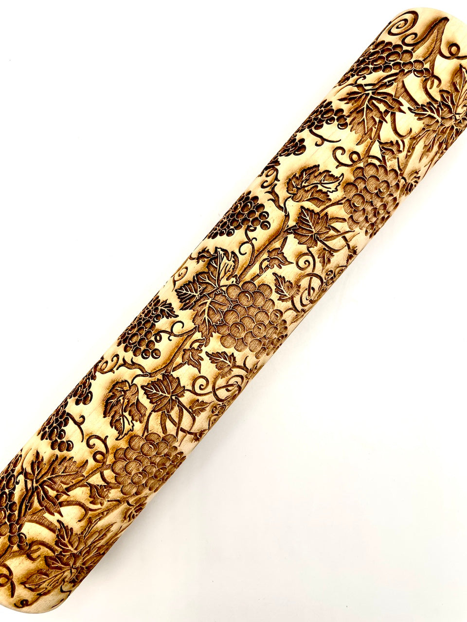Grapes & Vines Textured Rolling Pin- WITHOUT Wine Barrel Motif (Style 2)
