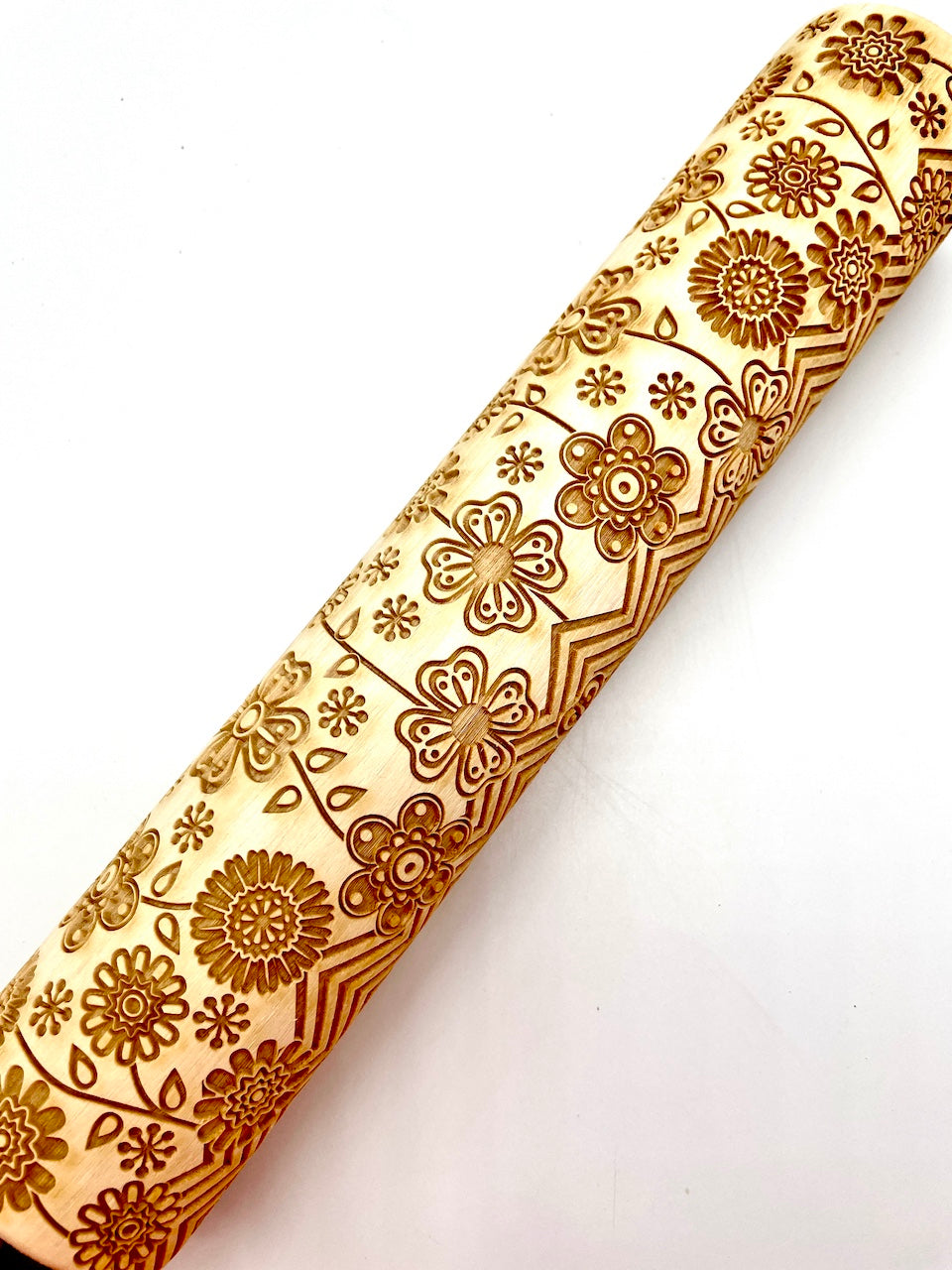 Chevron Mod Floral Textured Rolling Pin