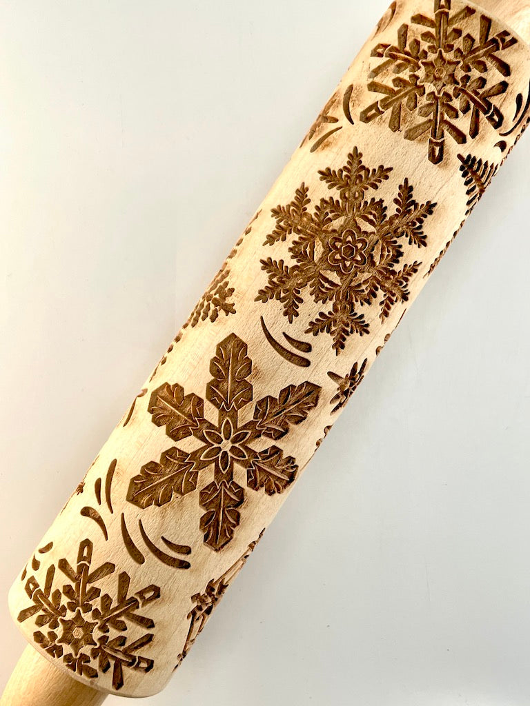 7" Snowflakes Textured Rolling Pin
