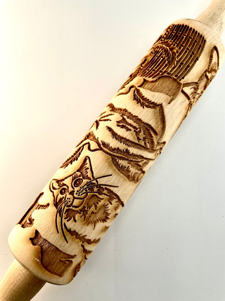 7" Cats Textured Rolling Pin