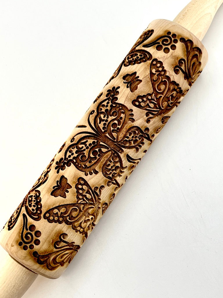 7" Butterfly Textured Rolling Pin