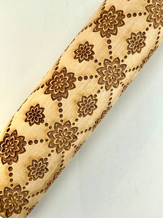 7" Quilted Floral Textured Rolling Pin