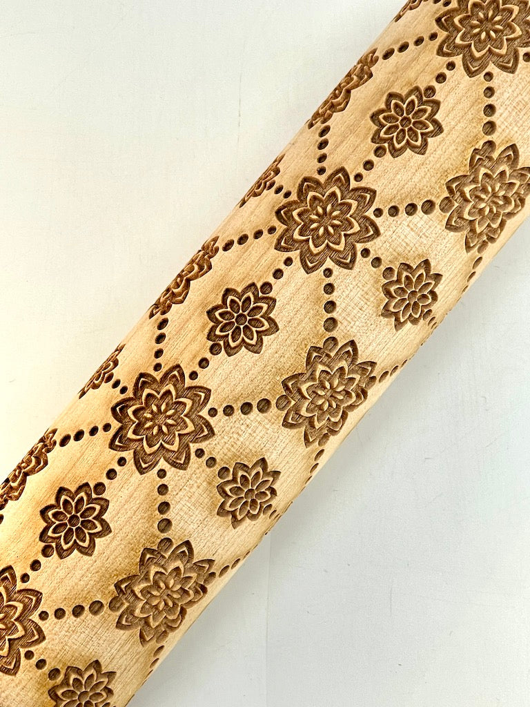 7" Quilted Floral Textured Rolling Pin