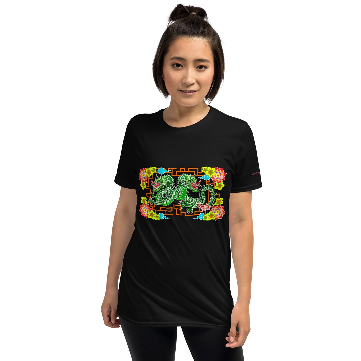 Floral Dragons Short-Sleeve (Front Design) Unisex T-Shirt