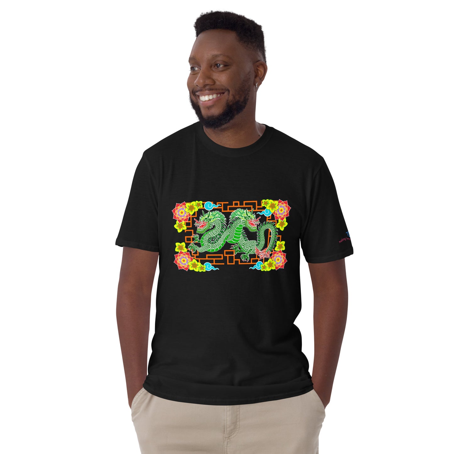 Floral Dragons Short-Sleeve (Front Design) Unisex T-Shirt